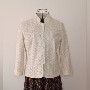 Willi Smith Cream Eyelet Button Front Jacket
